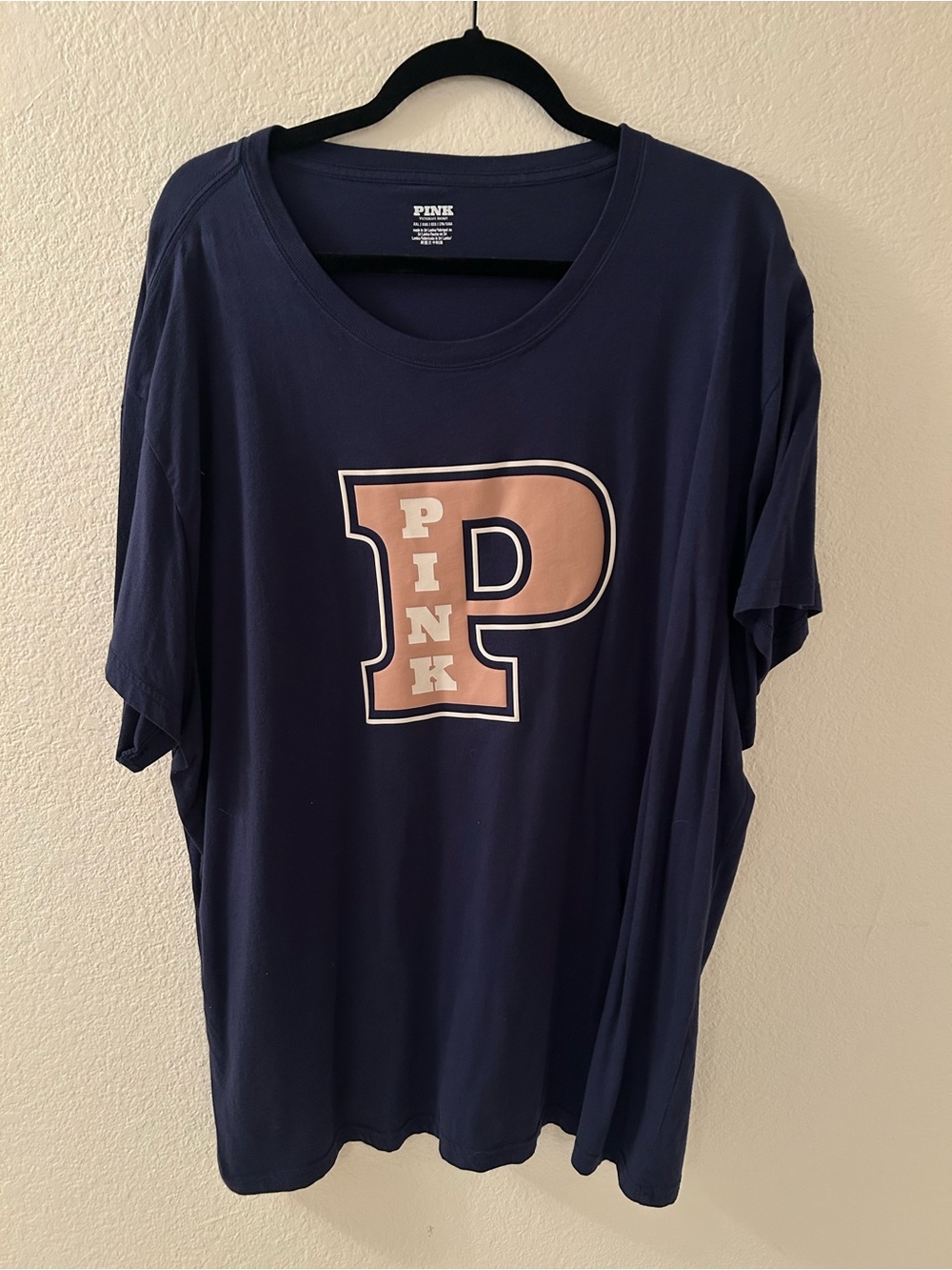 PINK Victoria's Secret Navy Tee with Pink Letter P Graphic